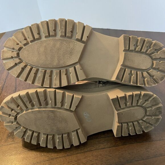 LUCKY BRAND Boots Sz 8.5 Elyton Suede Zip Buckle Crossover Chunky Lug Sole - Picture 9 of 12